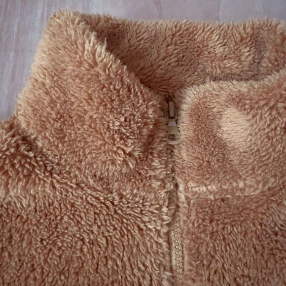 Uniqlo fluffy yarn fleece full zip jacket size XXL soft cozy teddy brown shacket - Picture 3 of 4